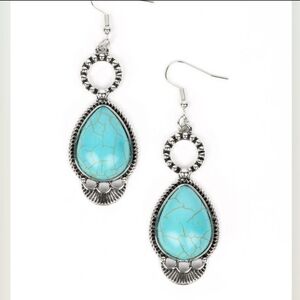 'River Cruzin' Silver and Turquoise Dangle Earrings